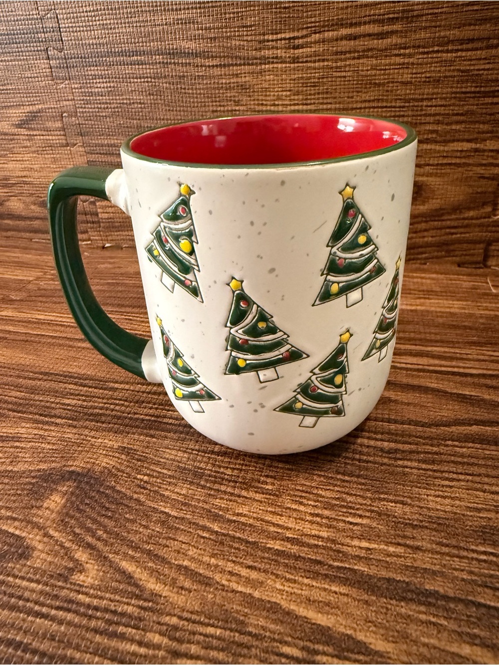 Festive Christmas Tree Ceramic Mug with Red Interior
